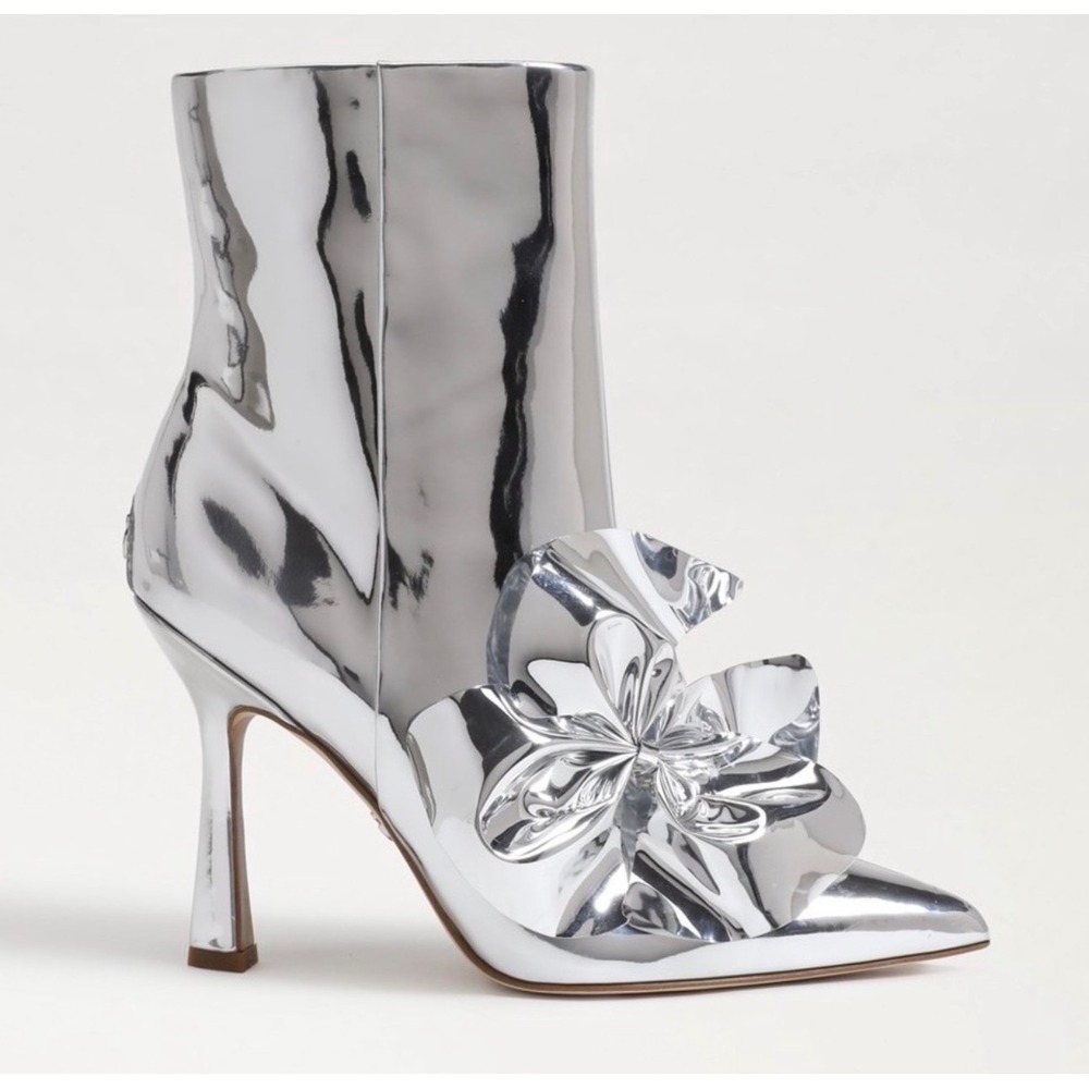 Sam Edelman Women's Esmae2 Silver Bow Bootie heels 8.5 New